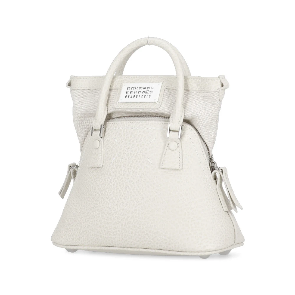 Maison Margiela Witte Leren Schoudertas met Handvatten White Dames