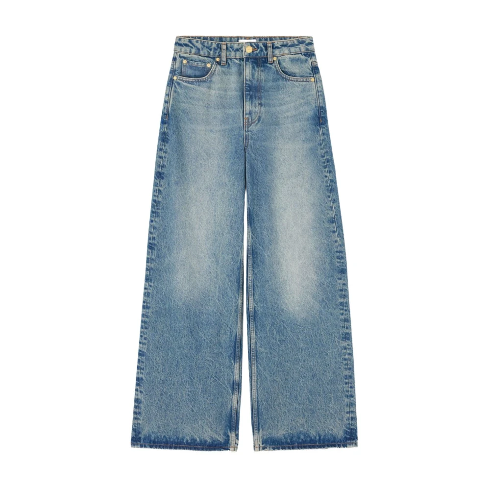 Ganni Blue Wide Jeans, Female, W28, Wide Jeans