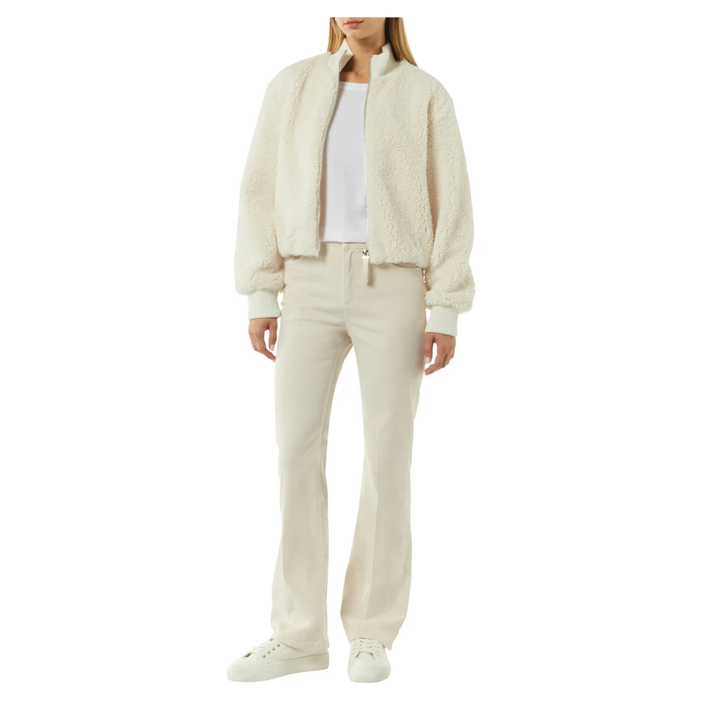 comma Gezellige Teddy-jas met geribbelde boorden Beige Dames