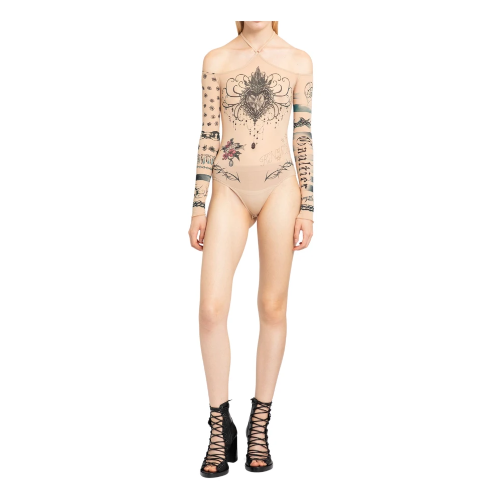 Jean Paul Gaultier Gedrukt Trompe Loeil Tattoo Body Multicolor Dames