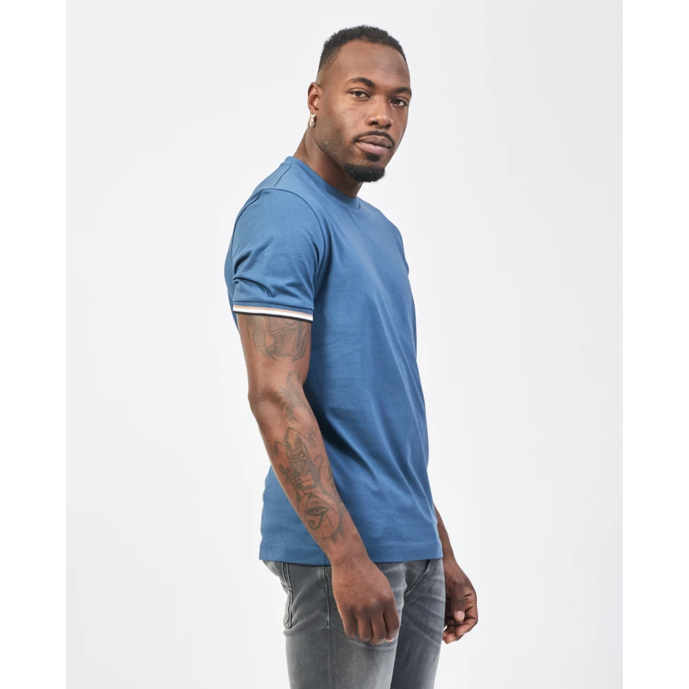 Hugo Boss Blauw Gestreept T-shirt Thompson Regular Fit Blue Heren