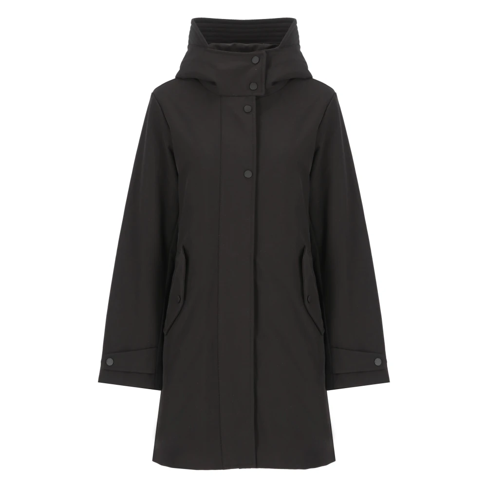 Woolrich Zwarte Parka met Capuchon en Zakken Black Dames