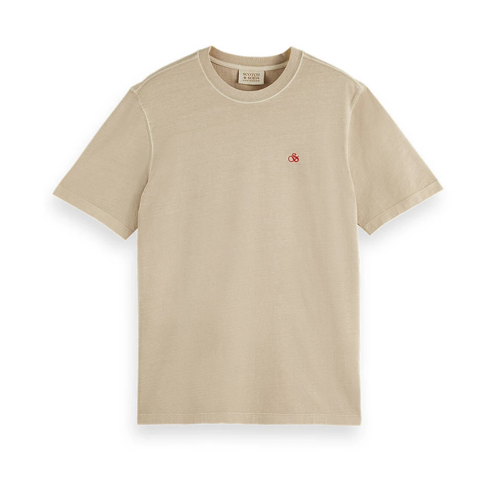 SCOTCH & SODA Heren Polo's & T-shirts Garment Dye Logo Crew T-shirt Beige