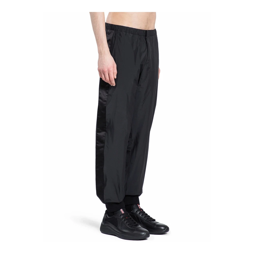 Prada Zwarte Silk Tec Broek Aw24 Black Heren