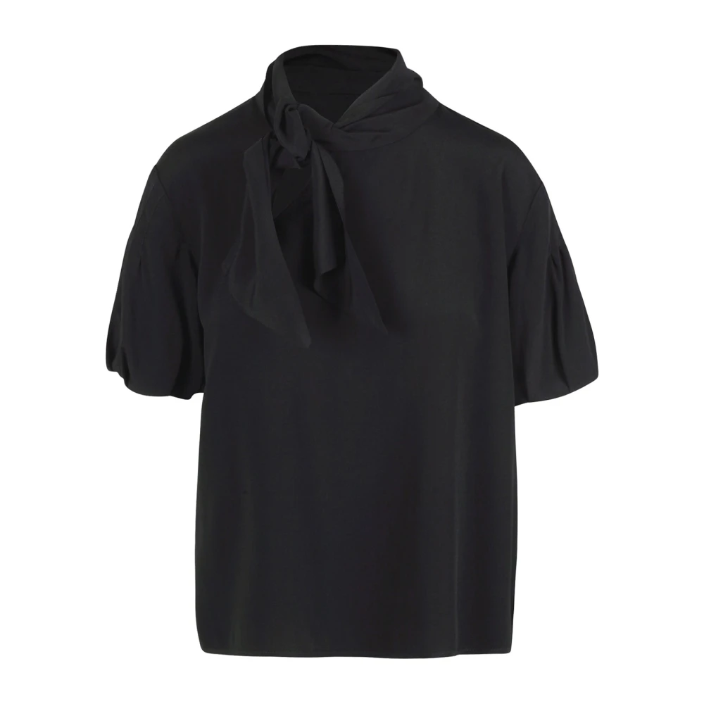 Mauro Grifoni Zijden blouse met strikdetail Black Dames