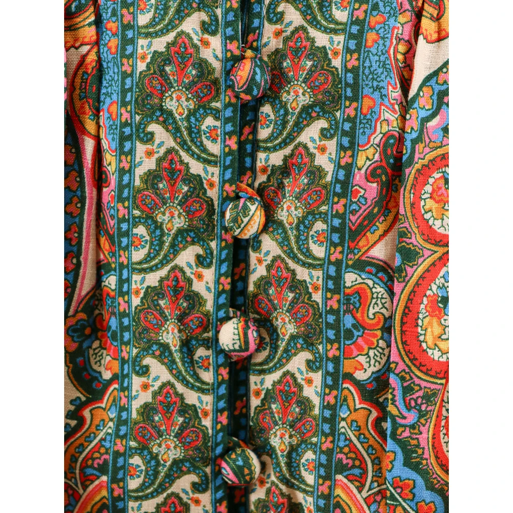Zimmermann Multicolor Linnen Jurk V-hals Ballonmouw Multicolor Dames