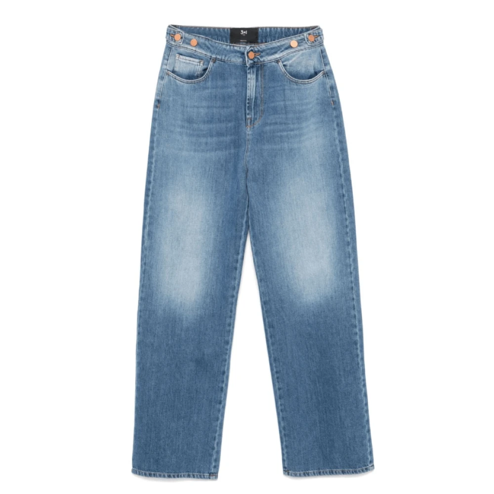 3X1 Indigo Blauwe Denim Straight Leg Jeans Blue Dames
