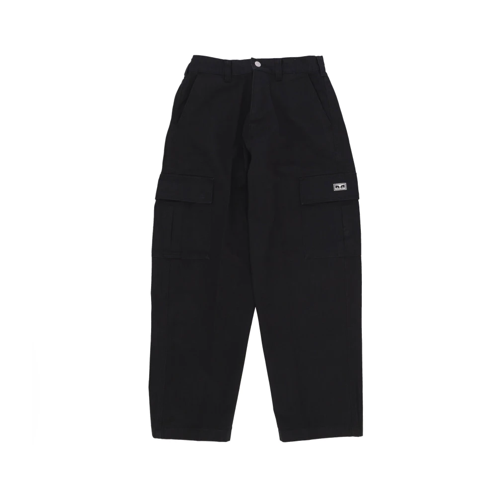 Obey Black Cargo Trousers With Cargo Pockets - Male - Straight Trousers - W34 - Trousers