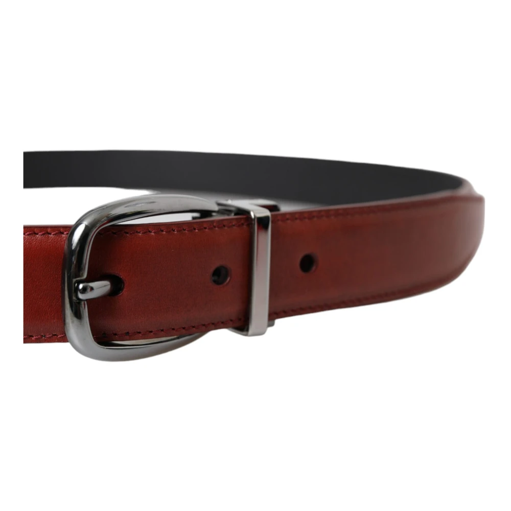 Dolce & Gabbana Bruin Leer Zilveren Gesp Riem Mannen Brown Unisex