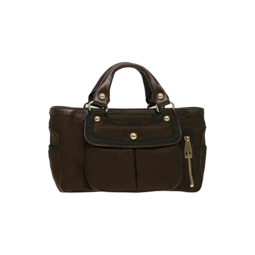 Celine Vintage Pre-owned Nylon handbags Brown Dames