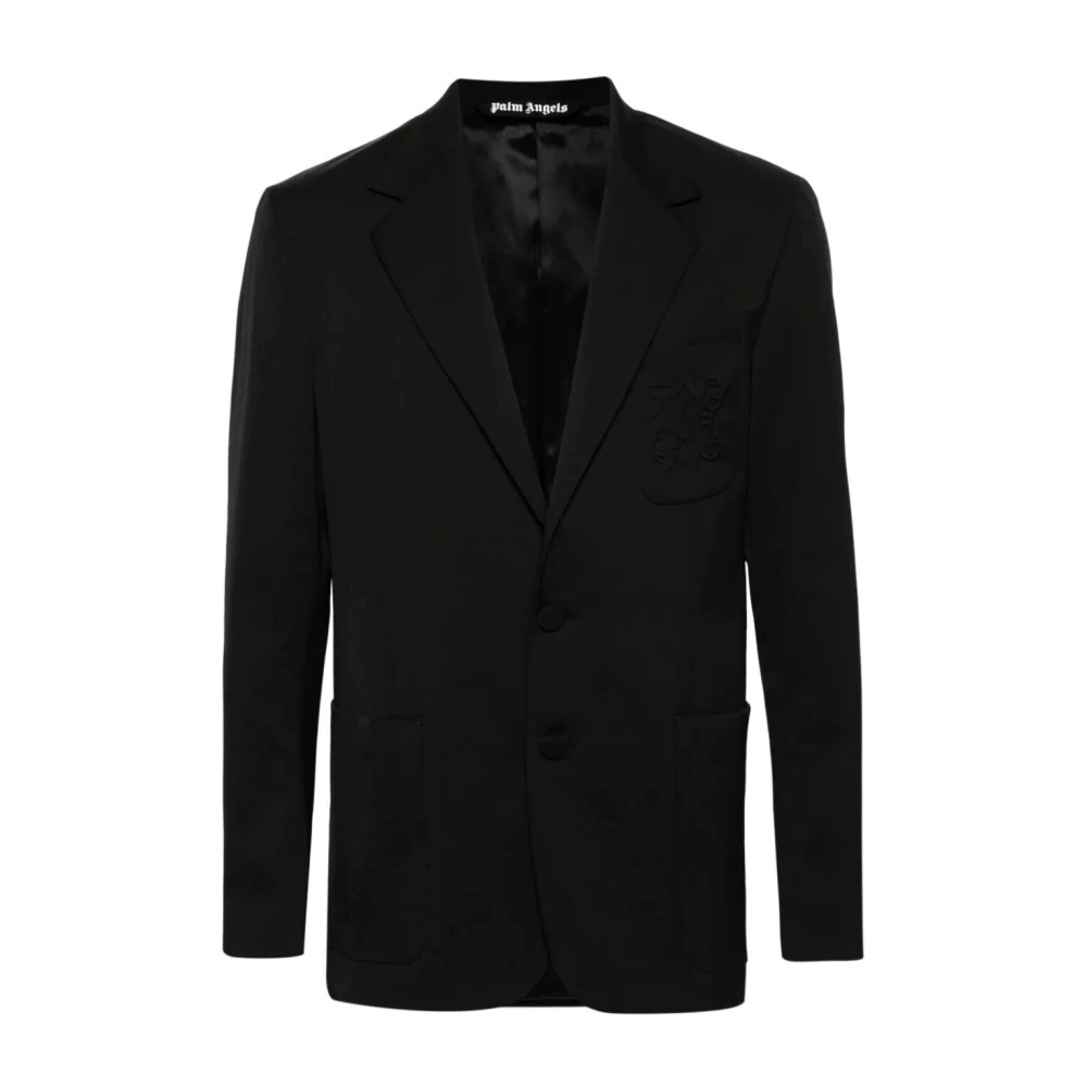 Palm Angels Zwarte Stretch Twill Blazer Black Heren