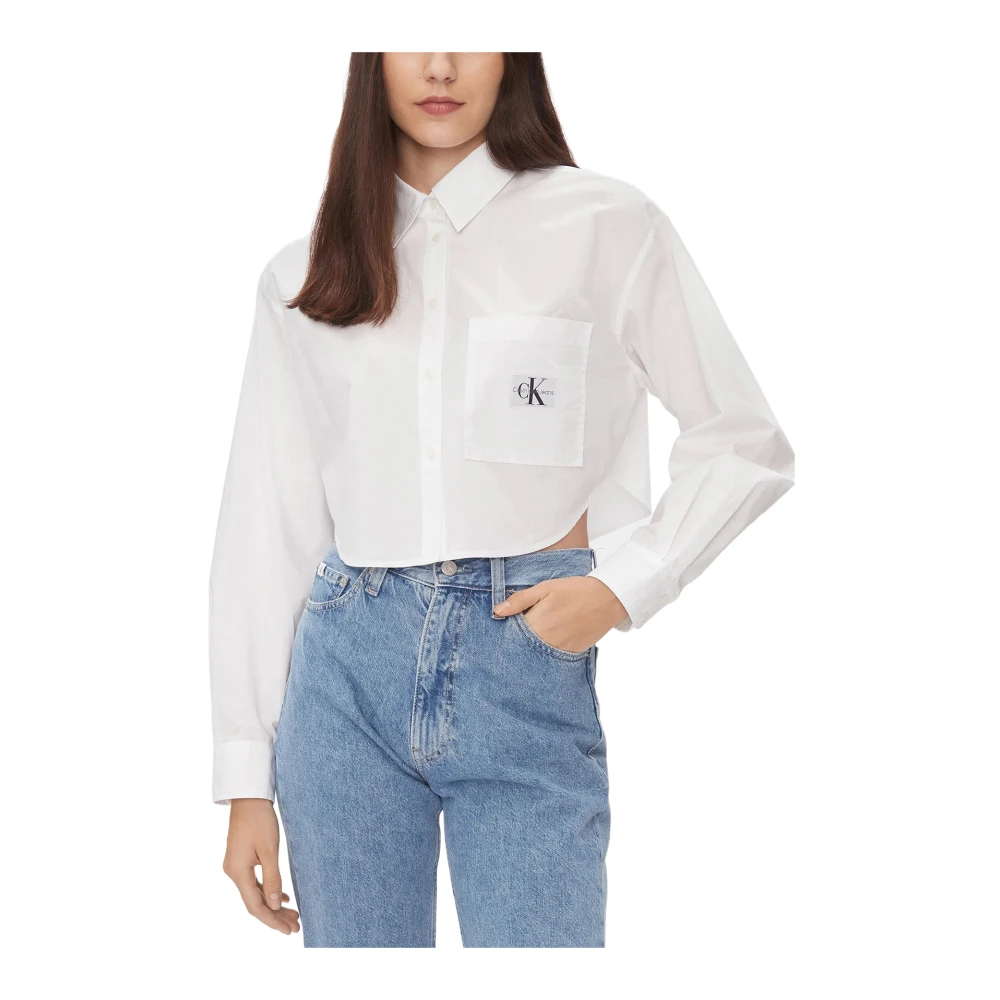 Calvin Klein Jeans Stijlvolle damesblouse met lange mouwen White Dames