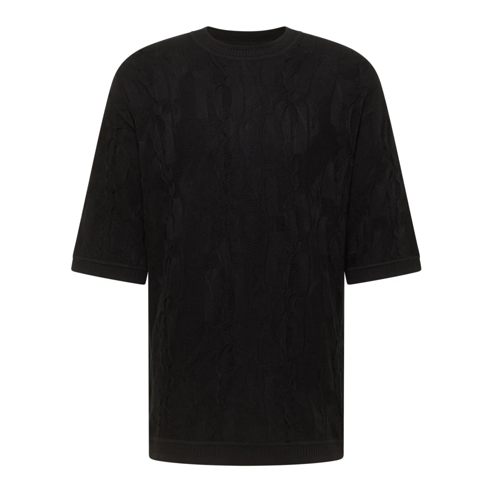 Carlo Colucci Men's Black 3D Knit T-Shirt