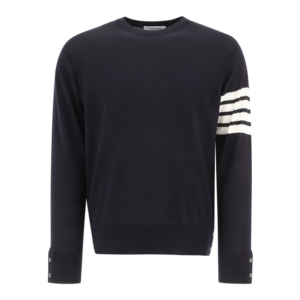 Thom Browne Uomo Blu - Wool 4-Bar Pullover - Knitwear - L