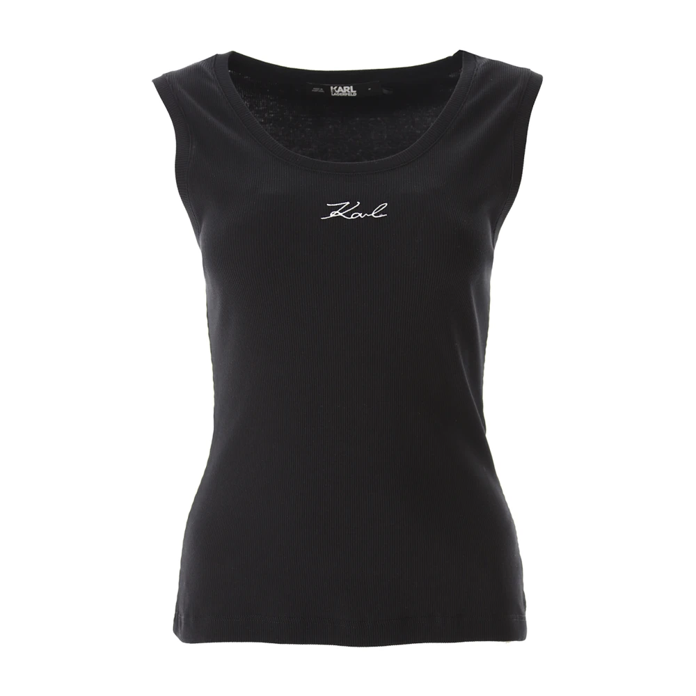 Karl Lagerfeld Geribbelde Tank Top Black Dames