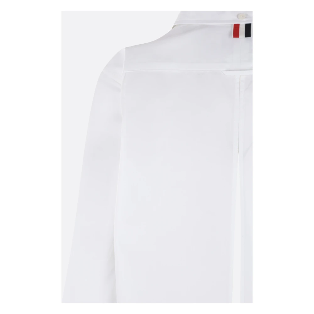 Thom Browne Witte oversized katoenen poplin overhemd met diepe zij- en achterkanten White Dames