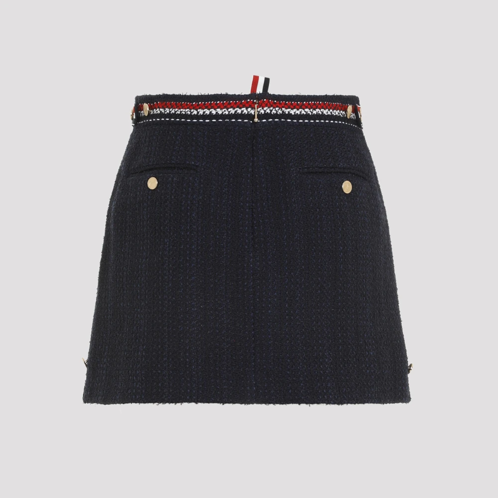 Thom Browne Navy Blauw Gestreepte Mini Rok Black Dames