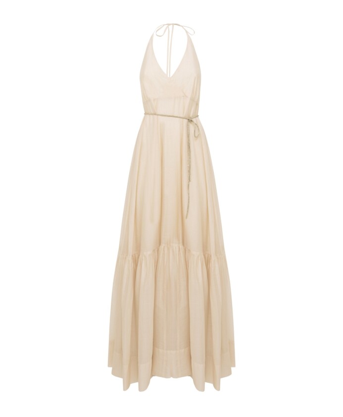 robe-longue-beige-en-tencel-col-en-v