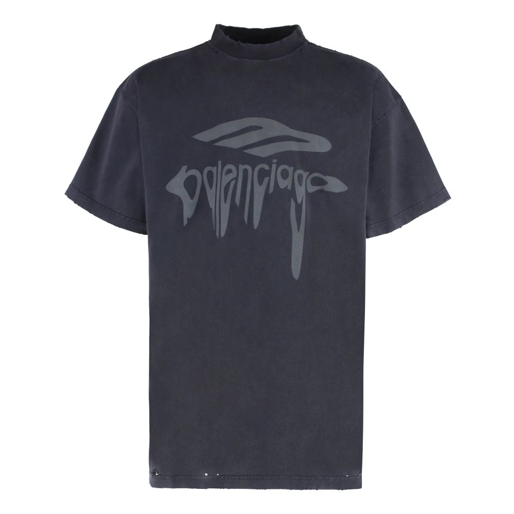 Balenciaga Geribbelde crew-neck T-shirt Gray Heren