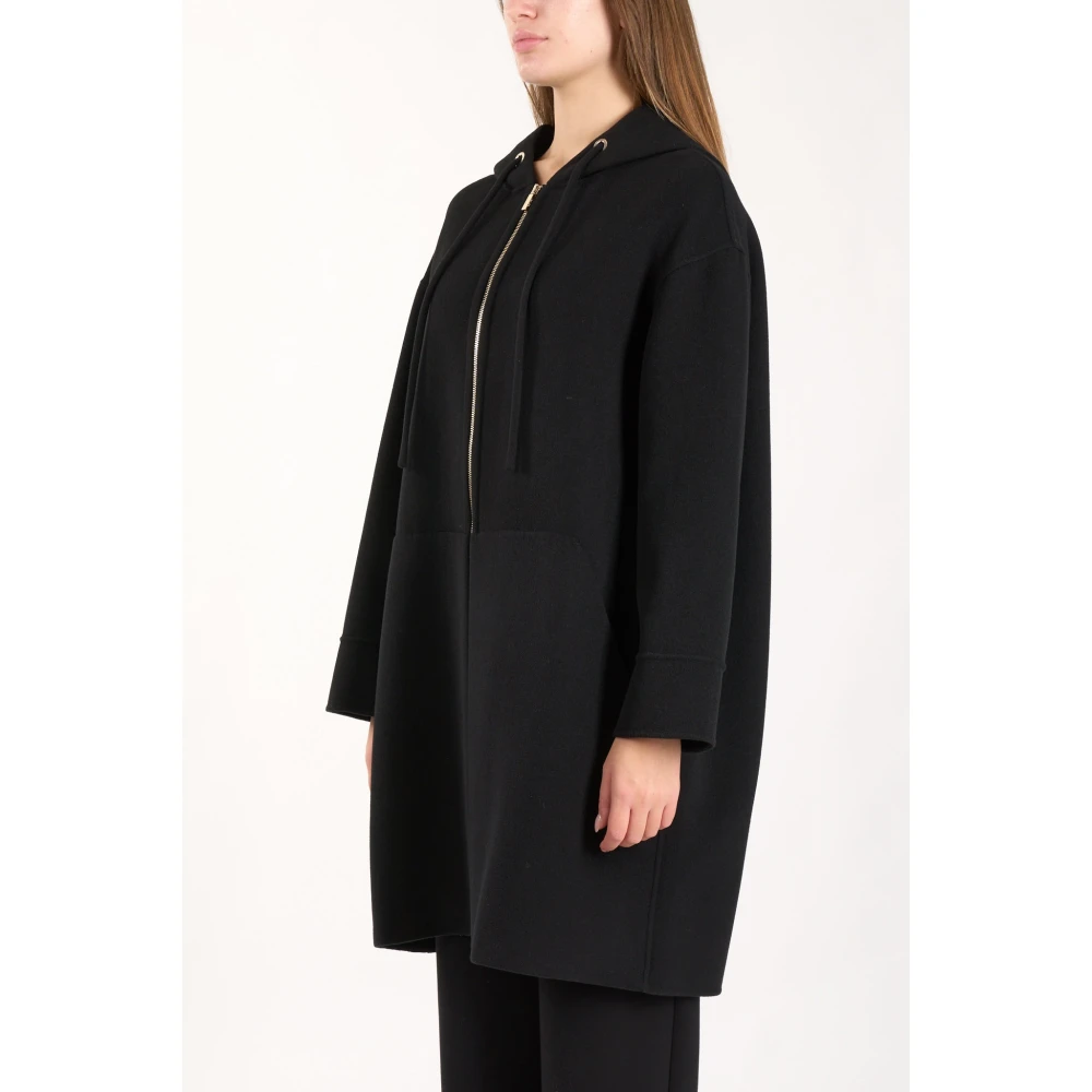 Max Mara Wollen jas met capuchon Velo-stijl Black Dames