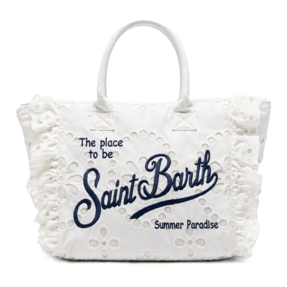 Mc2 Saint Barth Women's White Shopping Bags, One Size, Sangallo Vanity Volant N Shoulder Bag