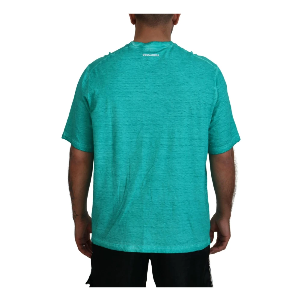 Dsquared2 Lichtgroene Katoen Linnen T-shirt Green Heren