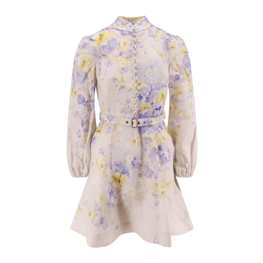 Zimmermann Bloemen linnen jurk met parelknopen Multicolor Dames
