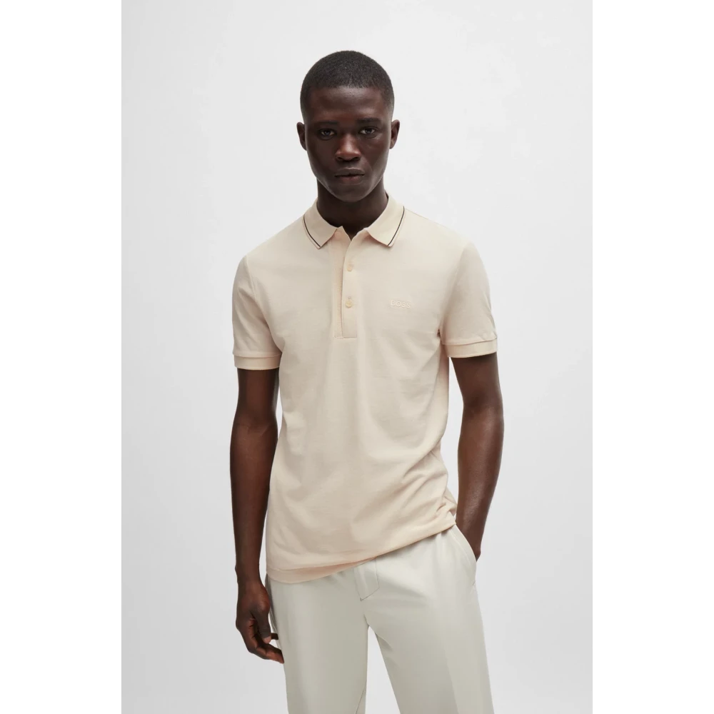 Hugo Boss Heren Piqué Katoenen Polo Shirt Beige Heren