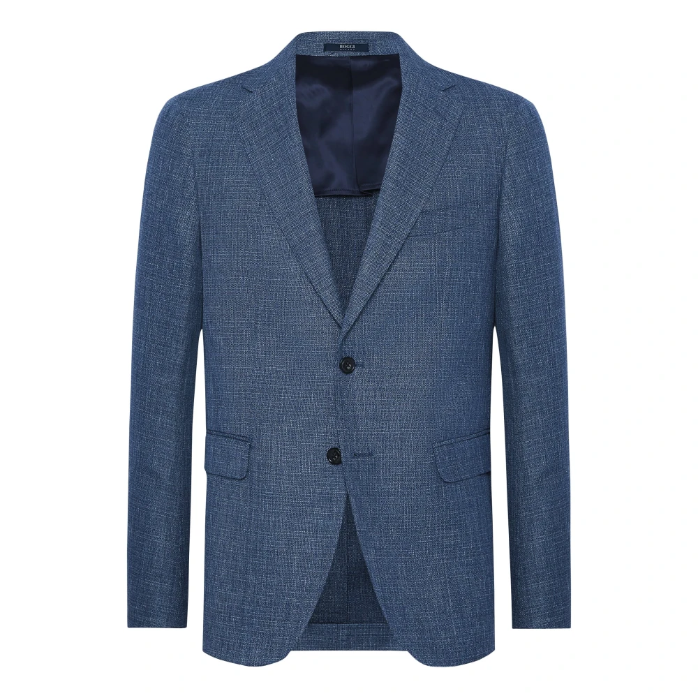 Boggi Milano Micro Gestreepte Wol Linnen Blazer Stijl Capri Blue Heren
