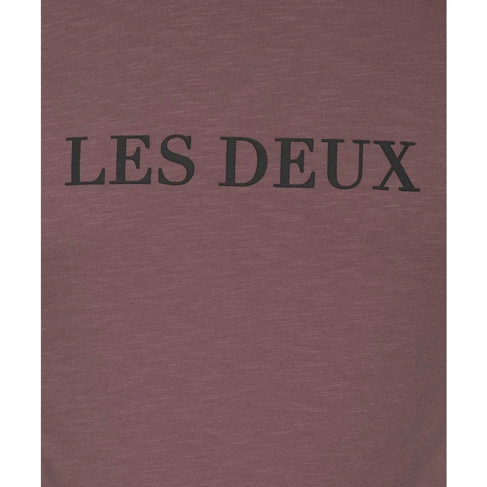 Les Deux Contrasterend Logo Katoenen T-Shirt Purple Heren