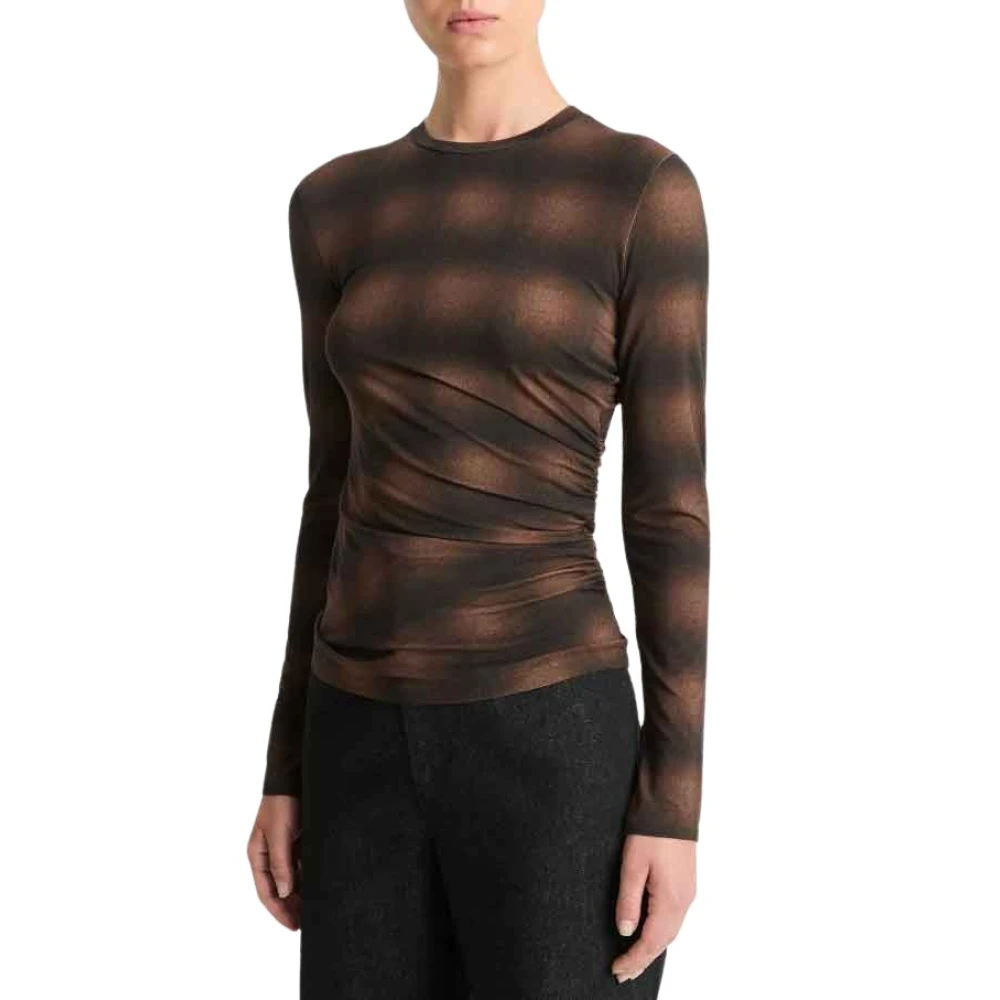 Vince Diepe Walnoot Side Drape Lange Mouw Brown Dames