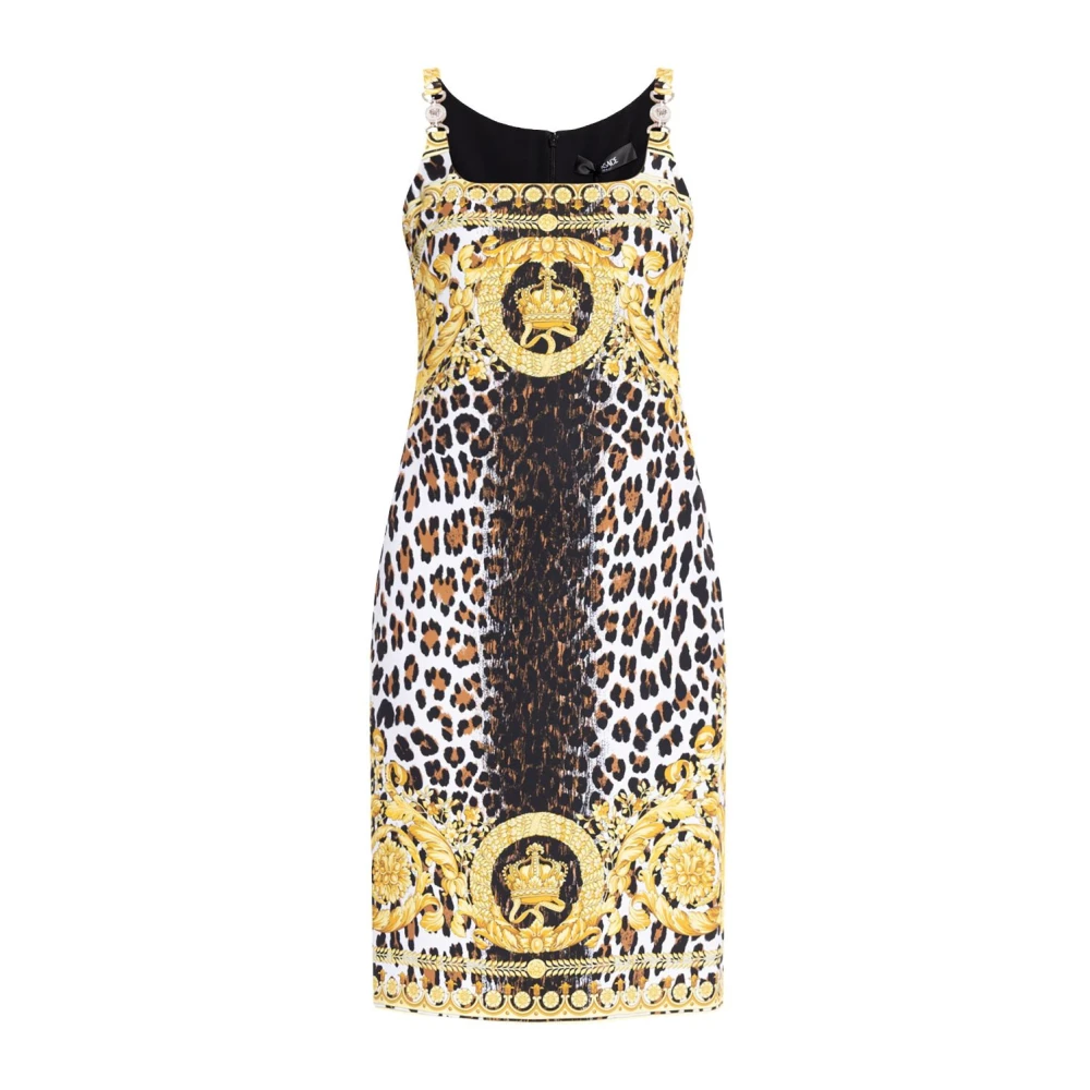 Versace Luipaardprint Mouwloze Jurk Multicolor Dames