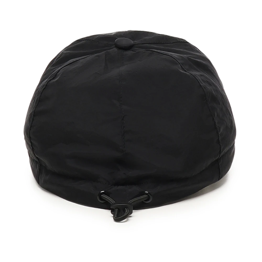 Stone Island Zwarte trekkoordhoeden met gebogen rand Black Heren