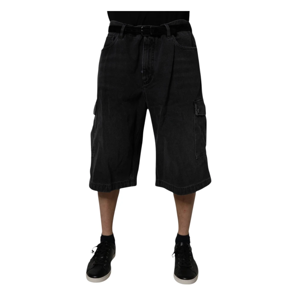Dolce & Gabbana Men's Black Long Shorts,, Cargo Denim Bermuda Shorts 3XL
