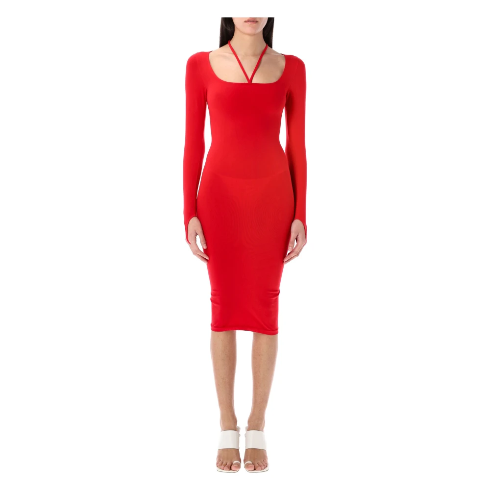 Andrea Adamo Rode Sculpting Jersey Midi Jurk Red Dames