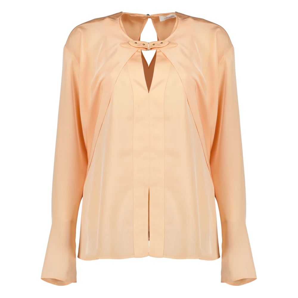 Rabanne Women's Pink Satin Long-Sleeve Blouse - Blouses - M - Blouses & Shirts
