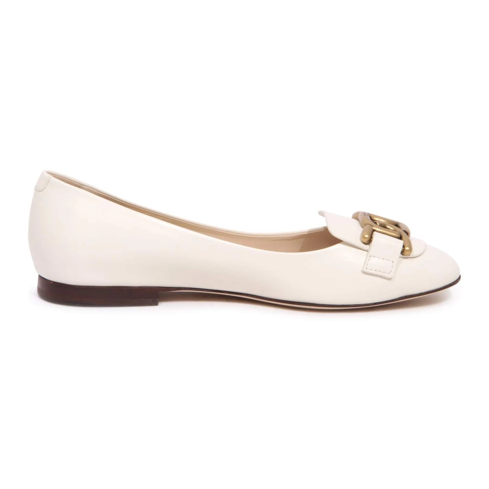 Tod's Women's White Ballerina Flat Shoes Made In Italy