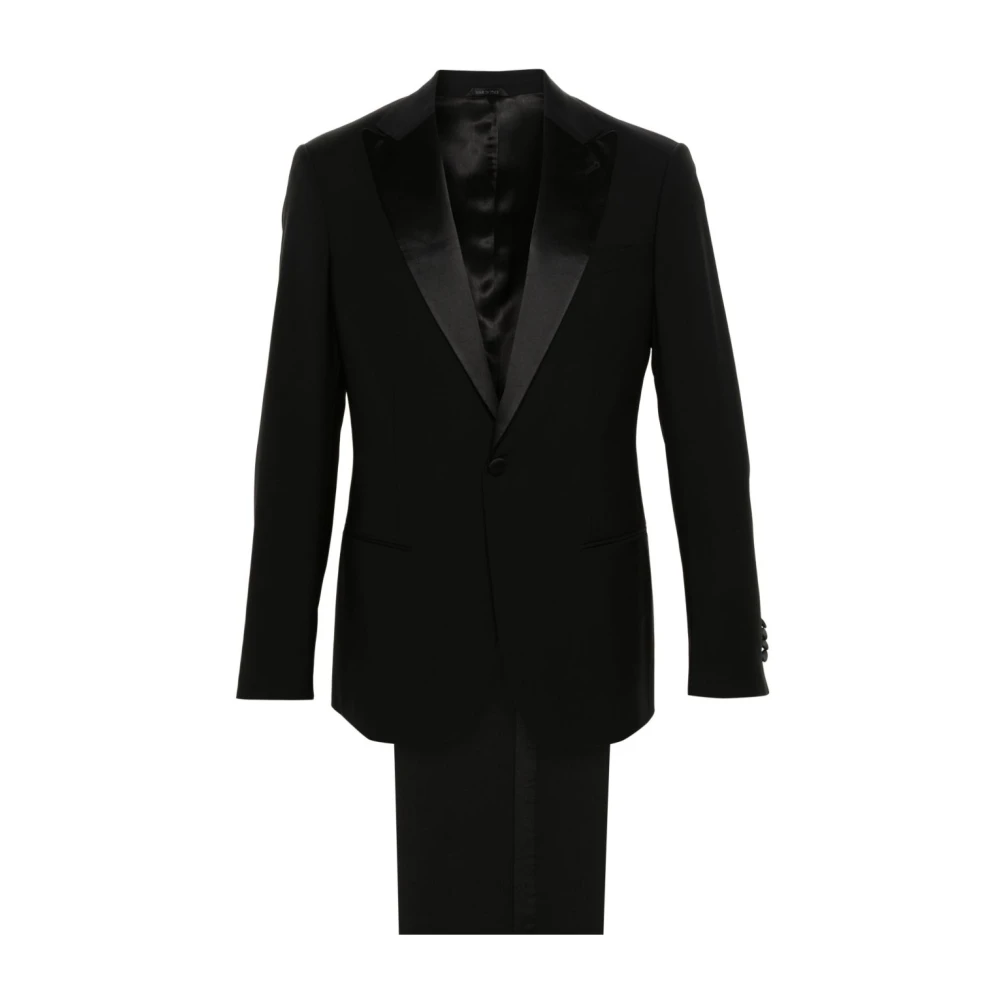 Giorgio Armani Black Single Breasted Suits, Male, S, Icon Virgin Wool Tuxedo