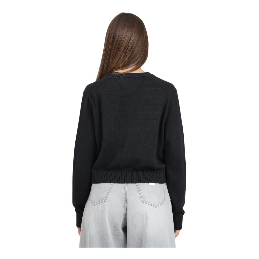Tommy Jeans Zwarte Korte Cardigan Hedendaagse Outfit Touch Black Dames