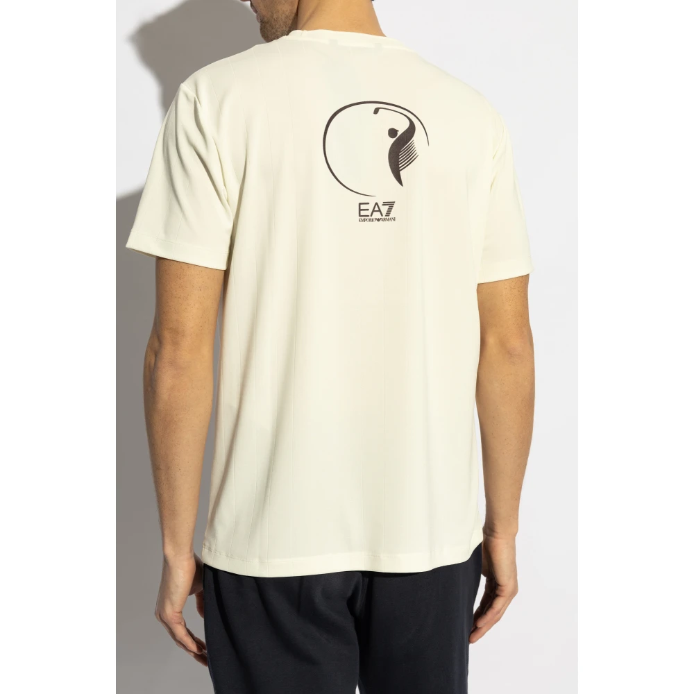 Emporio Armani EA7 T-shirt met logo Beige Heren