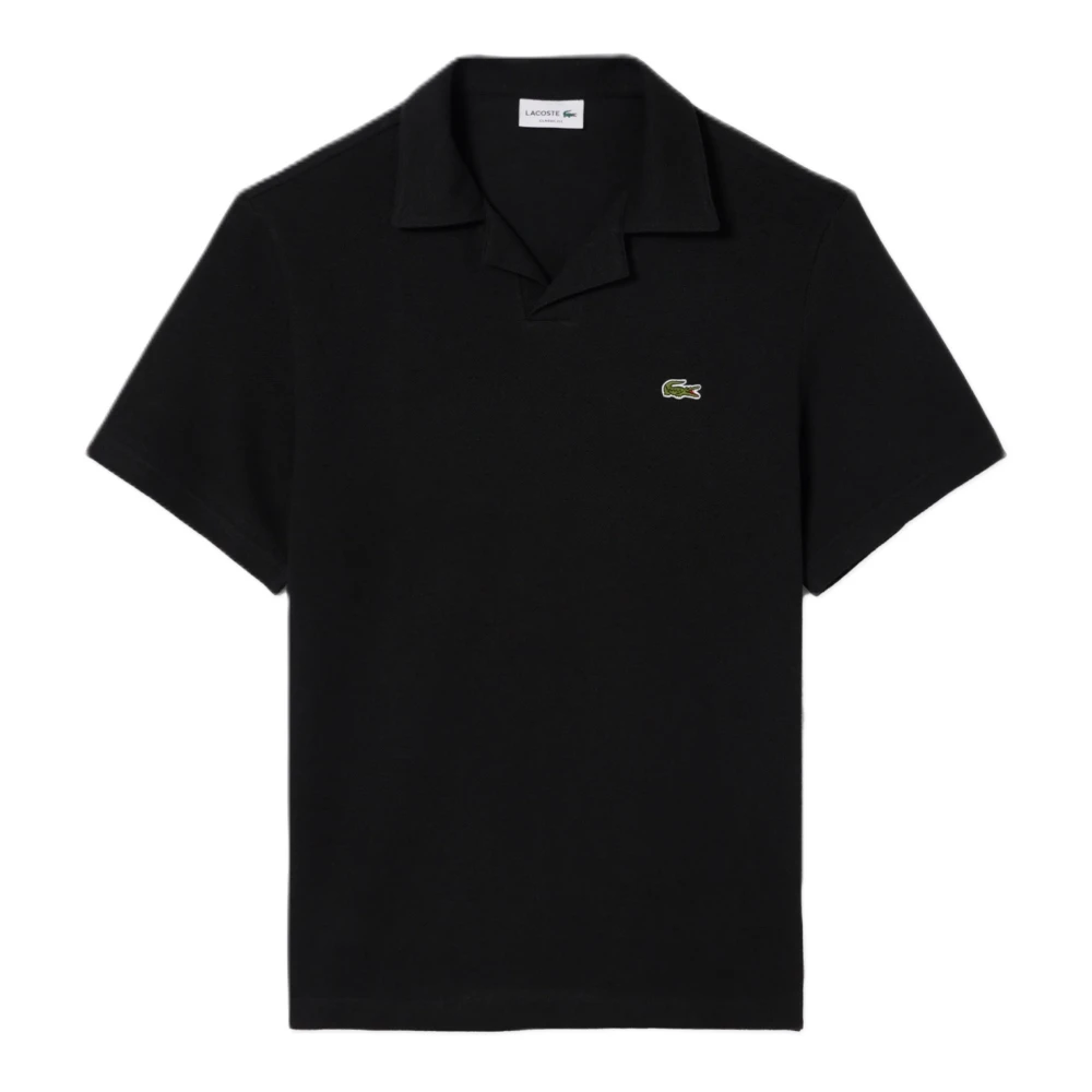 Lacoste Men's Black Polo Shirts, L, Classic Fit Cotton-Linen Polo