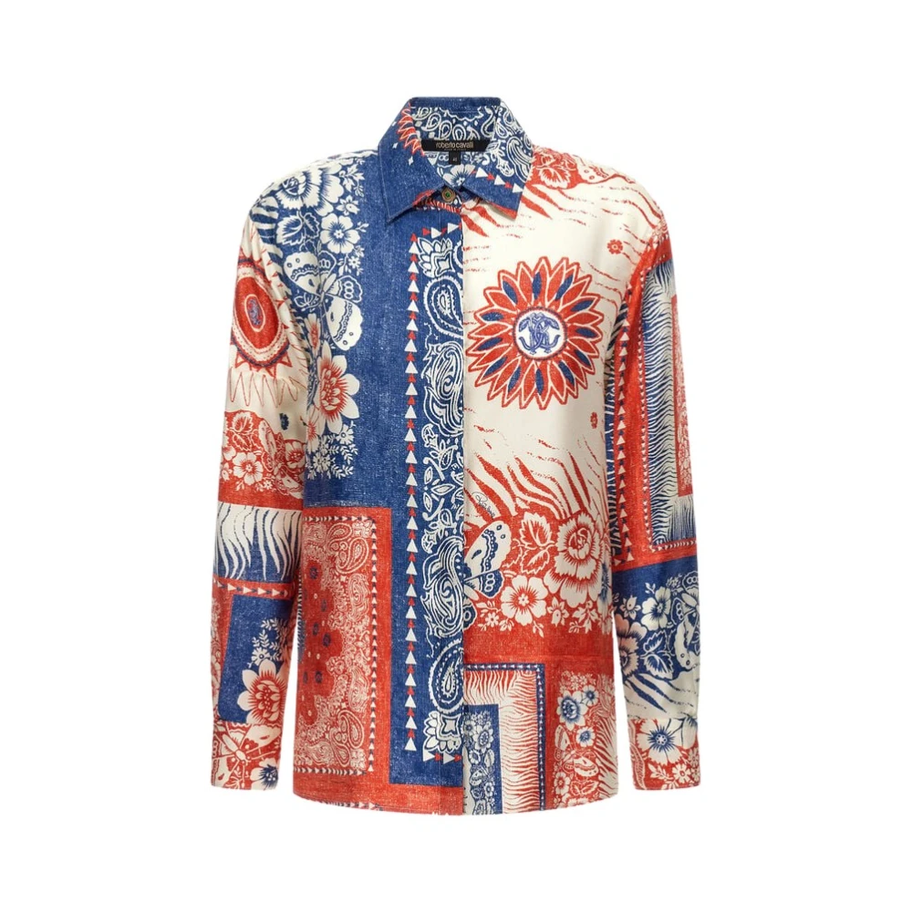 Roberto Cavalli Women's Blue Bandana Print Blouse