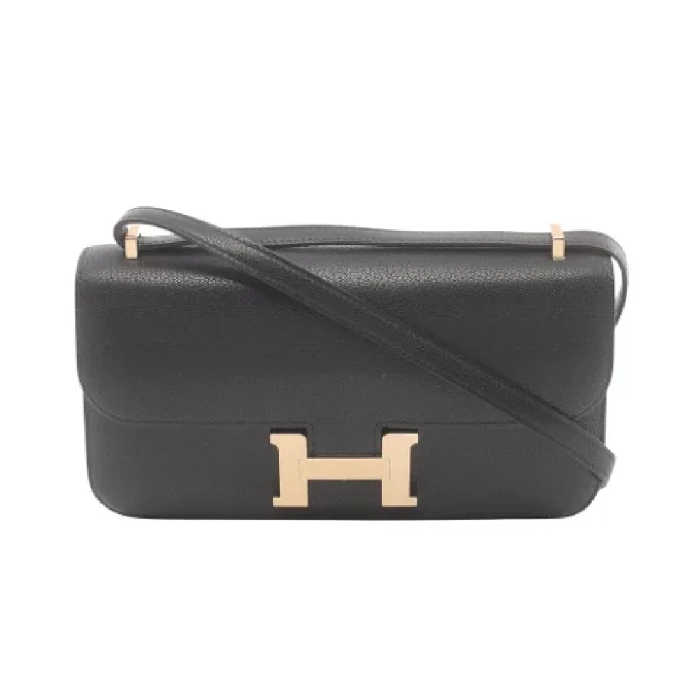 Hermès Vintage Pre-owned Leather crossbody-bags Black Dames