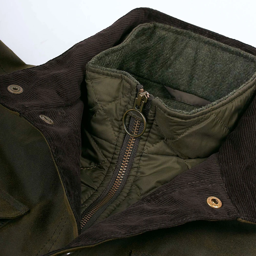 Barbour Gewaxte Katoenen Jas met Fluwelen Kraag Green Heren