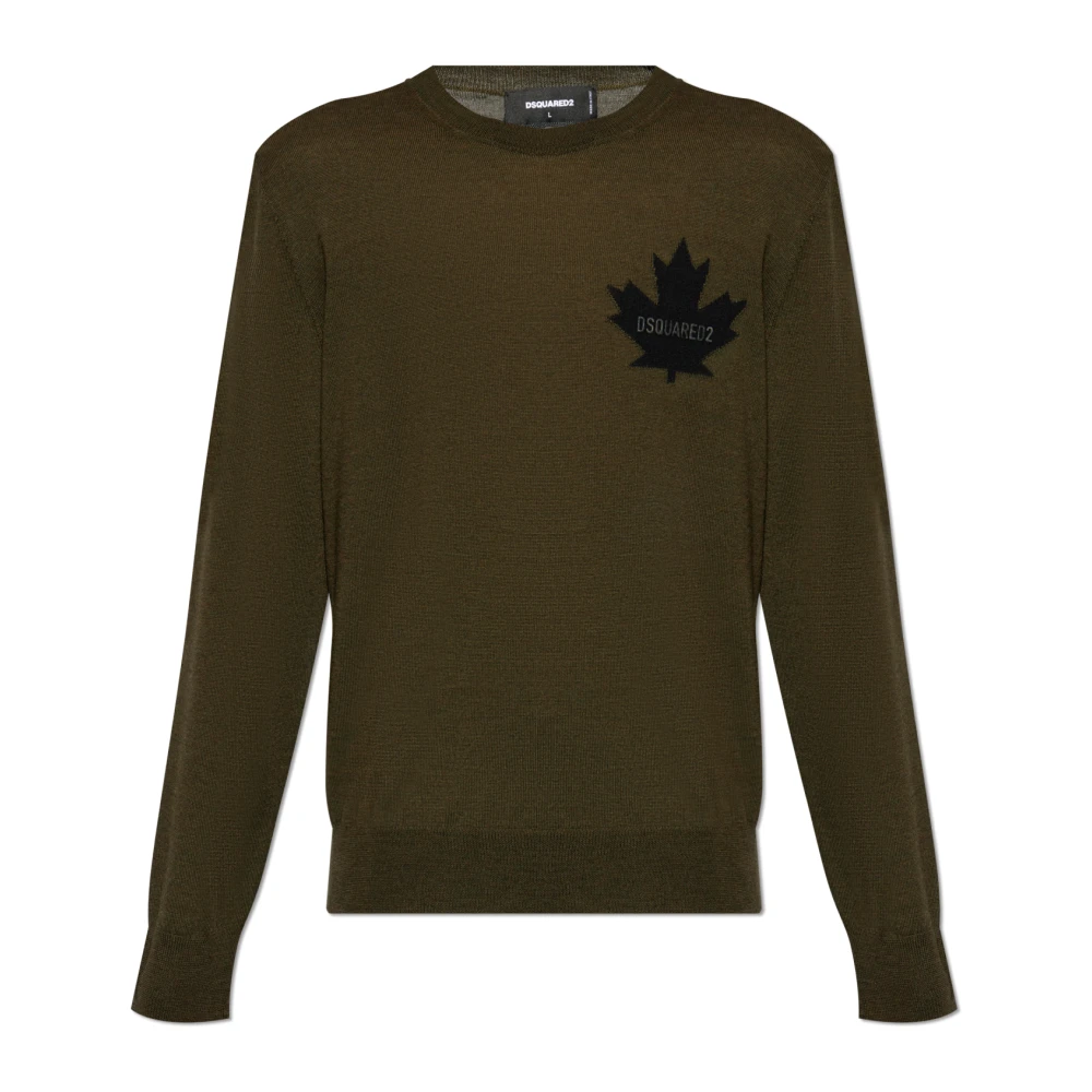 Dsquared2 Men's Green Round-Neck Knitwear,, Wool Jumper Large