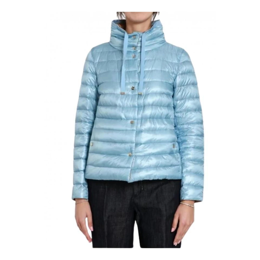 Herno Omkeerbare Voorkant Drukknoop Lange Mouw Jas Blue Dames