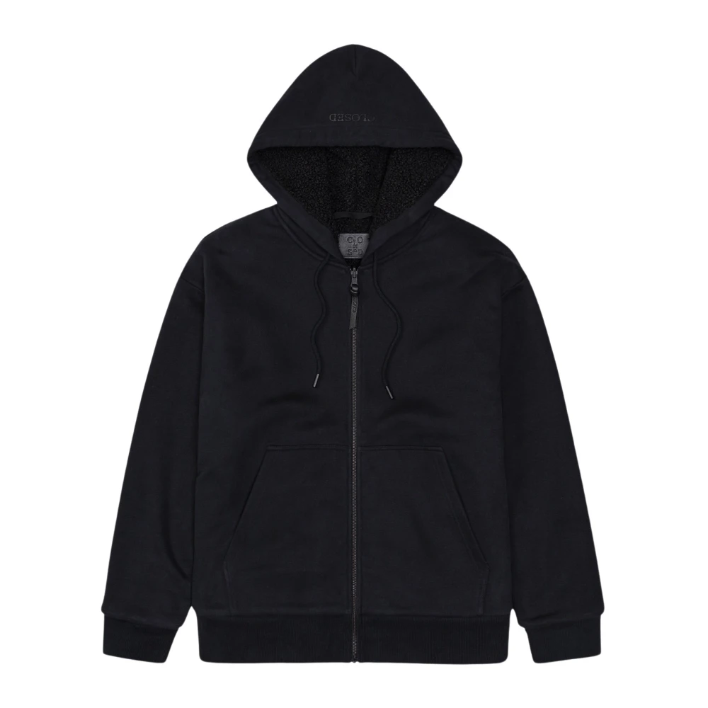 Closed Omkeerbare katoenen Teddy hoodie met rits Black Heren