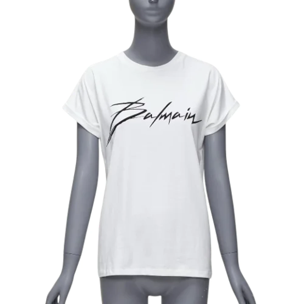 Balmain Pre-owned Cotton tops White Dames