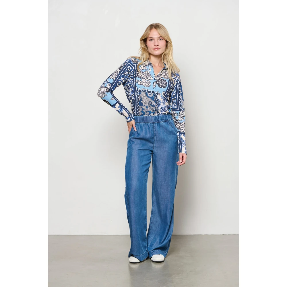 &Co Woman Overhemd met lange mouwen effen kleur Blue Dames