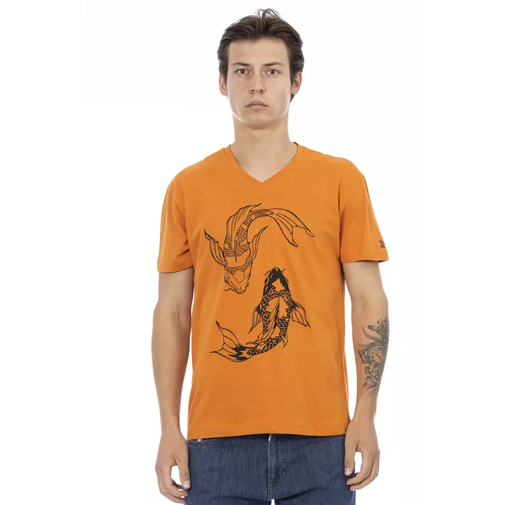 Trussardi Men's Orange T-Shirts, L, Cotton T-Shirt